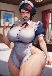 1boy ai_assisted ai_generated angry_face anime anime_style atlus big_ass big_breasts big_butt big_thighs black_hair blush blushing_female breasts_bigger_than_head brown_eyes busty civitai clothed clothed_female clothed_male curvy curvy_body curvy_female curvy_figure embarrassed embarrassed_female embrace exposed_breasts exposed_thighs female front_view giantess gts height_difference hentai hourglass_figure hourglass_figured_anthro huge_breasts indoors lactating leggings looking_at_viewer macro_female macrophilia maid maid_apron maid_headdress maid_outfit maid_uniform mini_giantess nsfw shin_megami_tensei_v shin_megami_tensei_v:_vengeance short_hair size_difference straight tall_female taller_female taller_girl video_games white_skin wide_hips yoko_hiromine