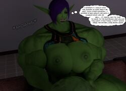 1futa 3d blue_eyes dickgirl full_body futa_only futanari green_skin hyper hyper_cock hyper_penis large_breasts large_penis muscles muscular muscular_futanari nude nude_futanari orc orc_futanari purple_hair seline selinemukgrom shemale solo solo_futa