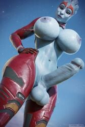 1futa 3d alien asari asari_futanari balls big_breasts blue_skin breasts enormous_penis erection futa_only futanari huge_breasts huge_cock mass_effect massive_penis penis samara shadowboxer solo