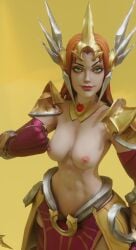 1girls breasts brown_hair league_of_legends league_of_legends:_wild_rift leona_(league_of_legends) nipples obed3d solo_female