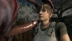 1boy 1girls 3d animated biohazard deepthroat fellatio no_sound oral rebecca_chambers resident_evil resident_evil_0 video