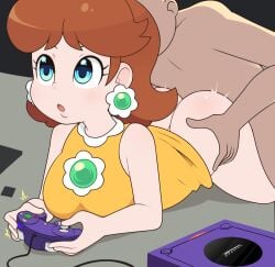 loveboxf mario_(series) playing_videogame princess_daisy sex sex_from_behind sex_while_gaming video_games