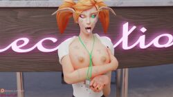 3d 3dcg blizzard_entertainment blood_elf breasts breasts_out bukkake covered_in_cum cum cum_in_mouth cum_on_body cum_on_breasts cum_on_face cum_on_hair cum_on_tongue cum_on_upper_body cumshot drool drooling elf exposed_breasts female nipples saliva secretary tongue tongue_out warcraft world_of_warcraft