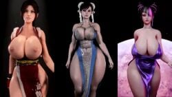 1girls 3d 3d_animation 9:16 almightypatty animated animation areolae asian asian_female asymmetrical_hair big_breasts black_hair bouncing_breasts breasts breasts_out brown_eyes brown_hair bun_cover chinese chinese_female chun-li cleavage double_bun double_slit_dress dress exposed_breasts fatal_fury female female_only high_slit_dress hip_squish hips huge_breasts huge_thighs human human_female human_only human_solo japanese japanese_female juri_han king_of_fighters large_breasts light-skinned_female light_skin long_hair longer_than_10_seconds looking_at_viewer mai_shiranui massive_breasts mature_female milf multicolored_hair nipples no_sound pillarbox pink_hair shorter_than_30_seconds side_slit slit_dress smile snk solo solo_female sound sound_effects street_fighter street_fighter_6 tagme thick_thighs thighs vertical_video video virt-a-mate virtamate walk_cycle walking wide_hips