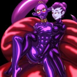 abs bdsm_collar blush bondage collar collared cumming ear_flick femdom femsub genie genie_girl gimp gimp_suit ladyvioli latex latex_bodysuit lezdom lezsub risky_boots shantae shantae_(character) slave slavegirl touching_pussy yuri