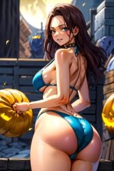 1girls ai_generated anime ass attractive babe back_view backboob bikini blue_bikini brown_hair bubble_butt buildings cana_alberona charm city fairy_tail full_moon halloween halloween_theme large_breasts looking_back magical_girl moon night pumpkin rooftop sexy smile stable_diffusion thick_ass thick_thighs toongenai voluptuous voluptuous_female witch