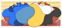 bbw big_breasts braixen breasts cleavage huge_breasts lifelinelemons lucario overweight pokemon pokemon_(species) thick_thighs weight_gain wide_hips