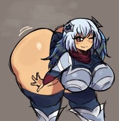 1girls alien alien_girl ass ass_bigger_than_head ass_focus bent_over big_ass big_breasts big_butt blue_hair bottom_heavy breasts breasts_bigger_than_head brown_eyes bubble_butt clothing curvaceous curvy curvy_figure female female_only front_view grey_background guts_seijin hair_ornament huge_ass huge_breasts kaiju_girl long_hair mostly_clothed mstreetsamurai multicolored_hair one_eye_closed solo solo_female tagme thick_thighs ultra_kaijuu_gijinka_keikaku ultraman_(franchise) voluptuous voluptuous_female white_hair wide_hips