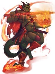 1boy cursedmarked dragon fire full-length_portrait full_length lizard magic male male_only portrait scalie solo standing sword varanis_blackclaw weapon