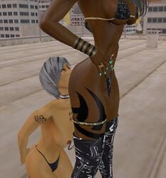 3d amateur_artist asslick asslicking black_hair boots dark-skinned_female dominant dominant_female domination dominatrix female grey_hair leather_clothing lesbian_domination lesbian_sex loincloth mother_and_daughter rimming rimming_female slavegirl tattoo yuri