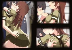 2girls animated breasts female hangaku implied_futanari kantai_collection kissing kitakami_(kantai_collection) multiple_girls ooi_(kantai_collection) yuri