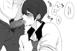 2boys fellatio free! male_only monochrome multiple_boys nanase_haruka_(free!) oral tagme yaoi