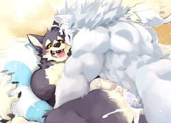 2boys anal beach canine cum cum_in_ass cum_inside cum_on_chest feline garmr gay hands-free kumak71395 lion male male/male male_only mammal muscular muscular_male orgasm pinned seaside snow_(tokyo_afterschool_summoners) tokyo_afterschool_summoners towel yaoi