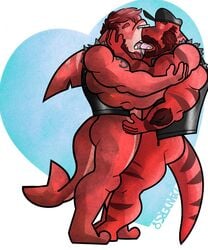 2boys anthro barefoot brown_hair drool drool_on_face french_kiss furry furry_only gay hair hat headgear heart_eyes kissing male male_only malesub mind_control mobile_size multiple_boys no_link short_hair simple_background tail tattoo teeth tongue tongue_out