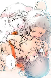 2girls black_hair female multiple_girls original tsukiishi yuri