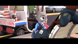 1boy 1girls 3d animal_genitalia animated anthro anthro_on_anthro badge blowjob canine_penis clothed_sex clothing disney erection fellatio flat_chest fox furry furry_only interspecies judy_hopps knot lagomorph male_on_female nick_wilde no_sound oral penis penis_out police police_uniform public public_sex purple_eyes source_filmmaker spectre_z tie video zootopia