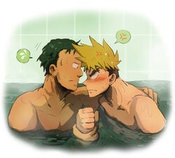 2boys blush kittan_bachika male male_only multiple_boys muscle nude shared_bathing sweat tagme tengen_toppa_gurren_lagann water wet yaoi