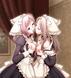 2girls female maid multiple_girls original tsukiishi yuri