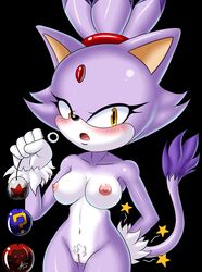 amber_eyes anal_beads andersonicth anthro areolae ass blaze_the_cat blush breasts cute_fang feline female furry gloves implied_anal navel nude pubic_hair purple_hair pussy solo sonic_(series) stars sweat tail