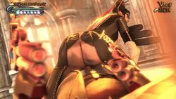 <1_second_video 1boy 1girls 3d aiming_weapon animated bayonetta bayonetta_(character) bayonetta_2 big_ass big_breasts dark_hair glasses health_bar no_sound ponytail riding shorter_than_10_seconds video