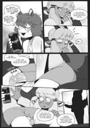 big_penis comic cum_inducing_juice dialogue drinking femboy femboy_on_futa funny futanari humor hung_femboy hung_trap male monochrome peculiart penis_expansion roxy_(peculiart) soda stacy_(peculiart) throbbing_penis