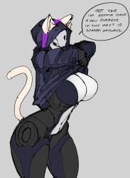 1girls big_breasts bungie cat_ears cat_tail clothed clothing color destiny_(game) destiny_2 elsie_bray exo exo_stranger female female_focus female_only hi_res large_breasts robot robot_girl solo solo_female spl4ts tagme thick_thighs undressing