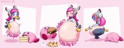 cake comic digestion hamburger inflation kirby kirby_(series) maniacalfork obese queen_ripple robot robot_girl sequence soft_vore susie_(kirby) vore vore_belly weight_gain