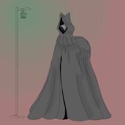 big_butt clothed cowl creature fully_clothed grey_skin human_artist lantern monster no_ai no_shadow not_porn robe scary_face simple_background something_wicked_(artist) spooky streetlight tall wtf