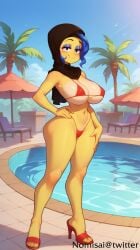 1girls ai_generated bikini high_heels hijab marge_simpson milf mommy nomisai self_upload stable_diffusion the_simpsons