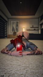 1girls ass ass_up ellie_fletch female grand_theft_auto grand_theft_auto_online grand_theft_auto_v harness legs mirror mirror_selfie nopixel nullinvoid red_hair selfie tattoo tattoo_on_arm tattoo_on_legs tattooed_arm tattoos thighs