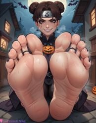 1girls absurd_res ai_generated barefoot big_breasts black_nails blush blush blush_lines boruto:_naruto_next_generations breasts brown_eyes brown_hair curvy curvy_figure eyelashes eyeliner eyeshadow eyewear feet feet_together feet_up female female foot_fetish foot_focus foot_worship goth goth_girl gothic halloween halloween_costume high_resolution highres large_breasts lewdcreationsai makeup makeup_running naruto naruto:_the_last naruto_(classic) naruto_(series) naruto_shippuden sexually_suggestive smirk soles stable_diffusion steam steaming_body steamy_breath sweat sweatdrop sweating sweaty tagme tenten thick thick_legs thick_thighs thighs toe_ring toenail_polish toes