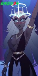 ai_generated dark-skinned_female ends34 female female_only hazbin_hotel long_hair milf queen_marika_the_eternal sera_(hazbin_hotel) white_hair