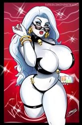 big_breasts bikini blush bracelet breasts bursting_breasts busty chaos_comics cleavage earrings female female_focus female_only goth goth_girl hourglass_figure lady_death large_breasts long_fingernails long_hair makeup navel pale-skinned_female pale_skin sparkietheartist sunglasses tagme white-skinned_female white_eyes white_hair wide_hips