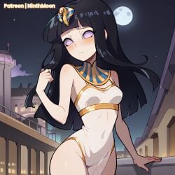 ai_generated blush egyptian_clothes egyptian_headdress embarrassed hyuuga_hinata jewelry navel tight_clothing tight_dress