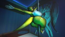 1girls athletic bandai_namco barefoot big big_breasts big_butt breasts chubby daemont92 dancing dat_ass digimon female fox kitsune nipples nude plump pole_dancing renamon smiling solo thick thick_thighs voluptuous wide_hips