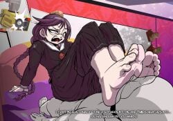 1boy 1girls 5_fingers 5_toes anon barefoot brown_hair brown_skirt danganronpa danganronpa:_trigger_happy_havoc disgusted disgusted_expression disgusted_look feet feet_on_face female foot_fetish foot_focus fukawa_touko glasses kink_shaming male nerd nerdy_female newworld9 school school_uniform schoolgirl schoolgirl_uniform soles spike_chunsoft teenage_girl teenager toes twintails