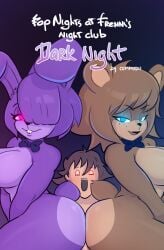 absurd_res anthro ass bear big_breasts big_butt blue_eyes bonnie_(cally3d) bonnie_(fnaf) bow_tie breasts buckteeth comic comic_page commodu english_text female five_nights_at_freddy's freddy_(fnaf) fredina's_nightclub fredina_(cally3d) genderswap genderswap_(mtf) group hi_res human lagomorph leporid male male/female mammal nude one_eye_obstructed pink_eyes rabbit rule_63 scut_tail short_tail tail teeth text trio