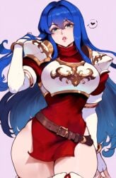 1girls ai_generated blue_eyes blue_hair caeda_(fire_emblem) fire_emblem half-dressed looking_at_viewer thick thick_legs thick_thighs thighs