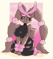 big_breasts breasts cleavage_cutout female furry huge_breasts leggings lopunny pokemon pokemon_(species) thesalchiko thick_thighs