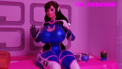 1girls 3d 3d_(artwork) alternate_body_type alternate_breast_size big_breasts clothed clothing d.va enormous_breasts female female_focus female_only huge_breasts large_breasts light-skinned_female light_skin overwatch overwatch_2 plugsuit self_upload sitting solo suit teasing thick_ass thick_thighs tight_clothing ur_hackermom wide_hips