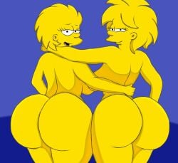 20th_century_fox 20th_century_studios 2girls big_ass huge_ass lisa_simpson looking_at_viewer maggie_simpson mkkstt8 the_simpsons yellow_body