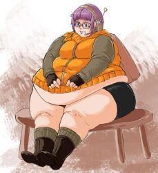 1girls big_belly breasts chrono_(series) chrono_trigger fat female female_only lucca_ashtear murdelli solo solo_female ssbbw xenogears