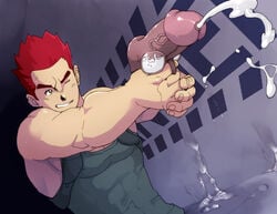 1boy abs bara cum gay human male male_only muscle penis red_hair solo tagme testicles uncensored weapon what winemvee wink