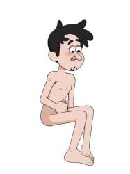 1male accurate_art_style black_eyes black_hair blush cartoony color colored completely_naked completely_nude dark_nipples digital_drawing_(artwork) digital_media_(artwork) facial_hair grabbing_penis gravity_falls hairless_penis hairy_armpits hand_on_penis hotfiresu jerkingoff long_nose male male_nipples male_only masturbation messy_hair naked naked_male not_ai_generated nude oc officer original original_character penis pleasure_face short_hair simple_shading sitting slim small_ass solo stubble thin