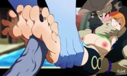 1girls 2boys 2d 2d_animation animated areola areolae arlong barefoot blue_tattoo breasts clothed clothing cock cum cum_on_body cum_on_breasts cum_on_upper_body cumshot feet feet_focus feet_fucking feet_together feet_up female foot_fetish foot_focus footjob full_color ginger ginger_hair grabbing grabbing_face interspecies japanese japanese_voice_acting large_breasts large_cock large_penis legs legs_together lenis long_legs longer_than_30_seconds male medium_hair meteorreb0rn moan moaning monster monster_cock nami nami_(one_piece) nipples no_bra one_piece orange_hair penis pre-timeskip rape semen shirt shirt_lift shirt_up short_hair shorts soles sound sound_effects speaking tagme tattoo tattoo_on_arm tattooed_arm toes toes_scrunch toes_spread vein veins veiny veiny_penis video voice_acted