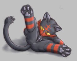 ass dan feline female furry furry_only licking litten nude paws pokemon pokemon_sm pussy red_eyes solo spread_legs tail yellow_sclera