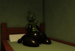 3d ass ass_focus bed bedroom bubble_ass bubble_butt goofylookin handlebars humanization humanized lant_(goofy_lookin) lantern large_ass large_breasts looking_at_viewer looking_back metallic_body non-human personification roblox sitting_on_bed solo_female source_request