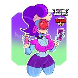 bapzey_bot bapzey_bot_(artist) big_breasts big_butt big_thighs botsitobapbap brawl_stars emz_(brawl_stars) fat_ass fat_bitch metallic_body purple_hair red_eyes robot robot_girl robot_humanoid robotic sfw sfw_version_available squad_busters