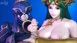 2girls 3d 3d_animation animated big_breasts blinking blue_hair breasts company_connection crossover crown double_handjob female female_focus fingerless_gloves fire_emblem fire_emblem_awakening gloves goddess green_eyes green_hair handjob human jewelry kid_icarus kid_icarus_uprising laurel_crown light-skinned_female light_skin lips long_hair lucina_(fire_emblem) male male_pov marth_(fire_emblem_awakening) mask nintendo nipples no_sound nude pallidsfm palutena pov shorter_than_10_seconds shorter_than_30_seconds shorter_than_one_minute source_filmmaker super_smash_bros. tagme tiara video