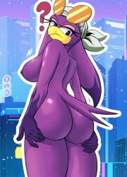 anthro ass avian bird bird_girl dat_ass furry mrbubbles5628 nude purple_feathers sega sonic_(series) tagme wave_the_swallow